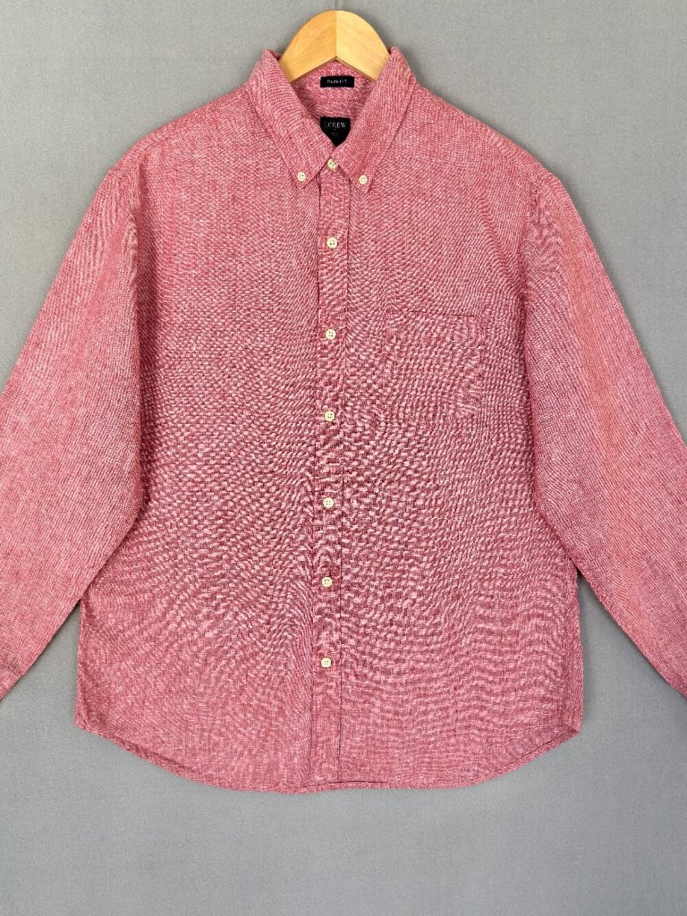 J.Crew Shirt Mens Large Red Slim Fit Baird McNutt Irish Linen‎ Long Sleeve